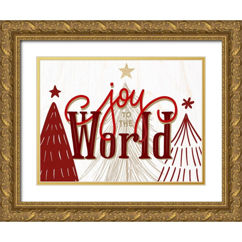 Joy to the Word Trees Gold Ornate Wood Framed Art Print with Double Matting by Allen, Kimberly