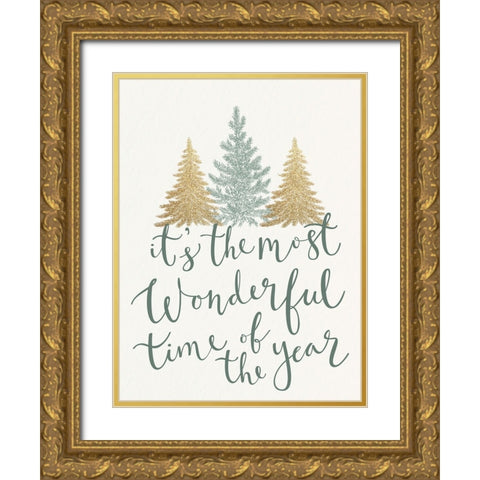 Most Wonderful Time Trees Gold Ornate Wood Framed Art Print with Double Matting by Allen, Kimberly