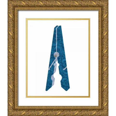 Clothespin 1 Gold Ornate Wood Framed Art Print with Double Matting by Allen, Kimberly