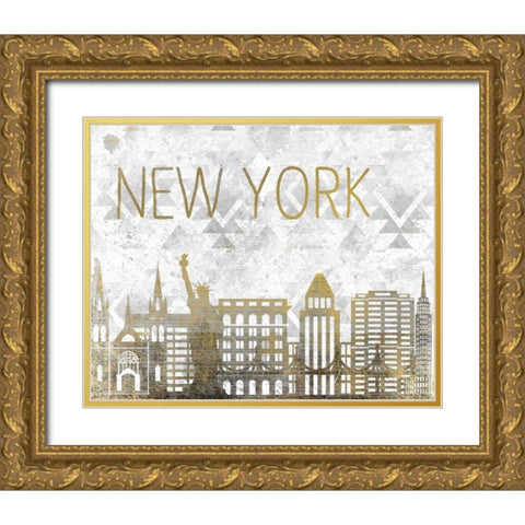 New York State Gold Ornate Wood Framed Art Print with Double Matting by Allen, Kimberly