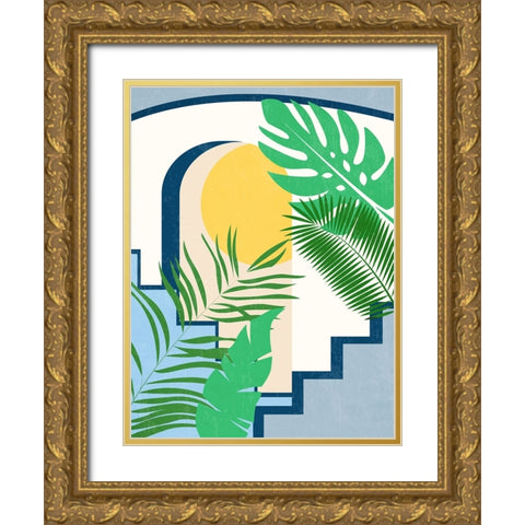 Beach House Gold Ornate Wood Framed Art Print with Double Matting by Allen, Kimberly