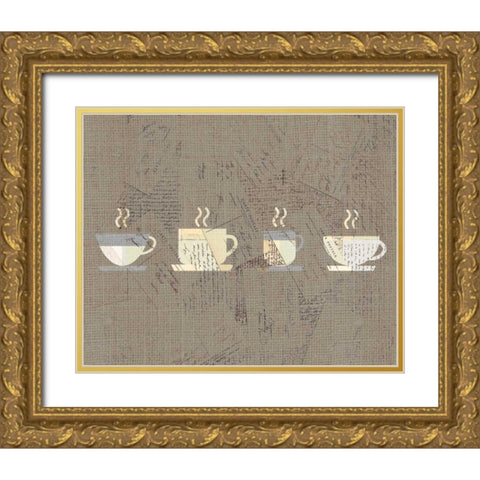 Postcard Coffee 2 Gold Ornate Wood Framed Art Print with Double Matting by Allen, Kimberly