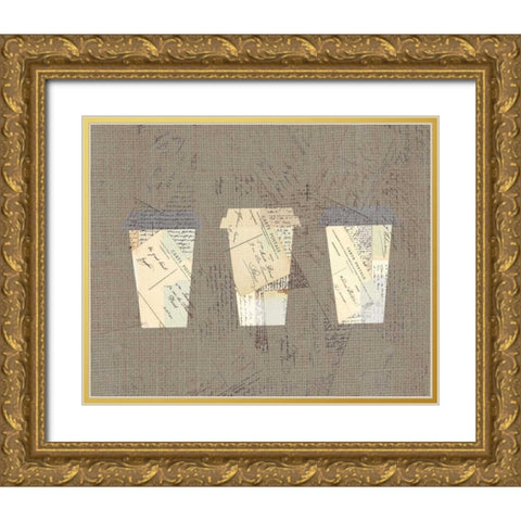 Postcard Coffee 4 Gold Ornate Wood Framed Art Print with Double Matting by Allen, Kimberly