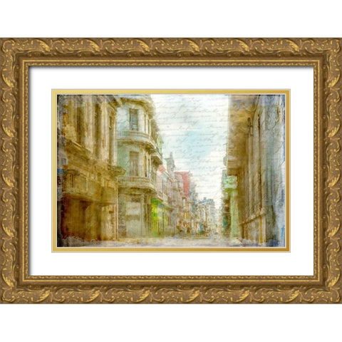 Havana Streets Gold Ornate Wood Framed Art Print with Double Matting by Allen, Kimberly