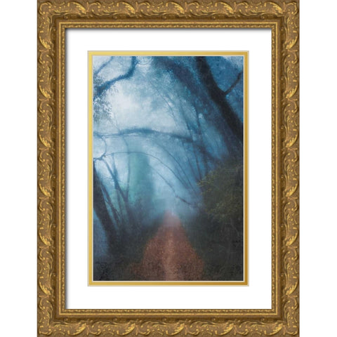 Forest Blues Gold Ornate Wood Framed Art Print with Double Matting by Allen, Kimberly