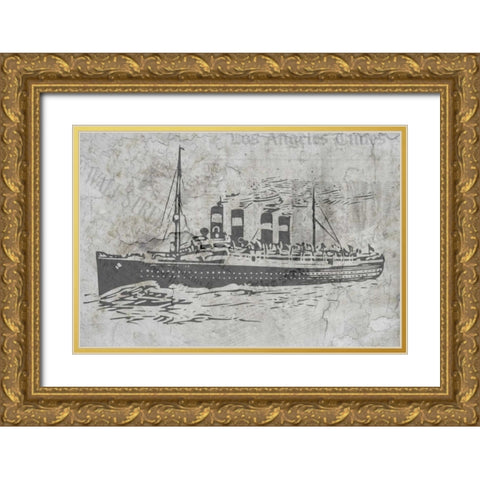 Newspaper Sea Travel Gold Ornate Wood Framed Art Print with Double Matting by Allen, Kimberly