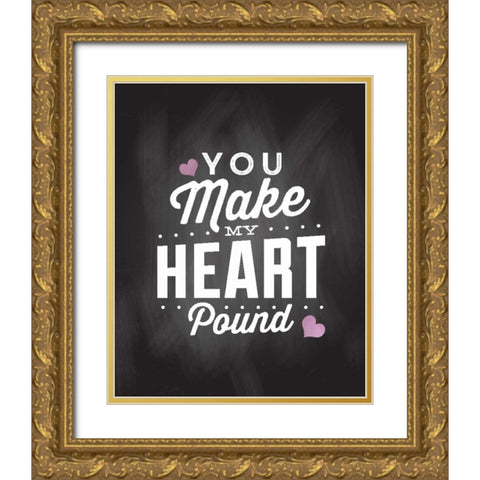 You Make My Heart Gold Ornate Wood Framed Art Print with Double Matting by Allen, Kimberly