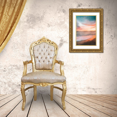 Sunset at the Beach Gold Ornate Wood Framed Art Print with Double Matting by Allen, Kimberly