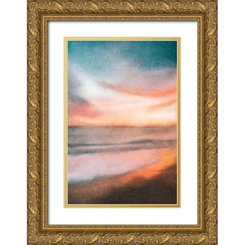 Sunset at the Beach Gold Ornate Wood Framed Art Print with Double Matting by Allen, Kimberly