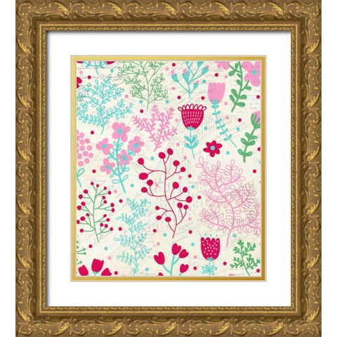 Postcard Pink Gold Ornate Wood Framed Art Print with Double Matting by Allen, Kimberly