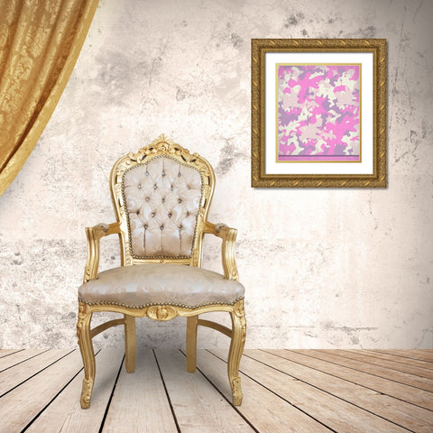Pink Camo Gold Ornate Wood Framed Art Print with Double Matting by Allen, Kimberly