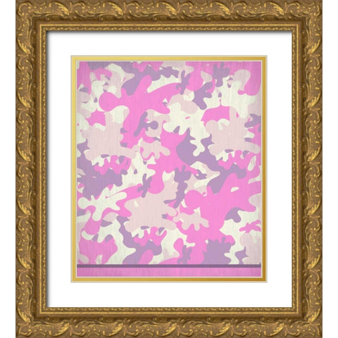 Pink Camo Gold Ornate Wood Framed Art Print with Double Matting by Allen, Kimberly