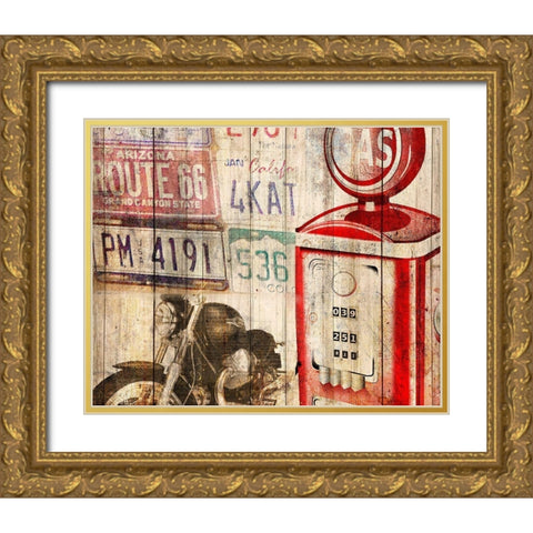 Classic Motorcycle Gold Ornate Wood Framed Art Print with Double Matting by Kimberly, Allen