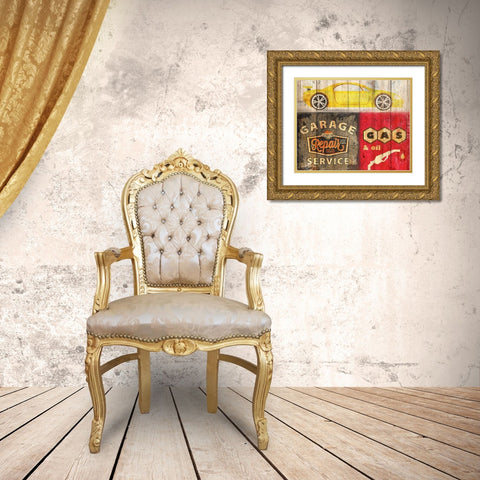 Garage Repair Gold Ornate Wood Framed Art Print with Double Matting by Kimberly, Allen