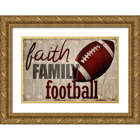 Faith Family Football Gold Ornate Wood Framed Art Print with Double Matting by Kimberly, Allen