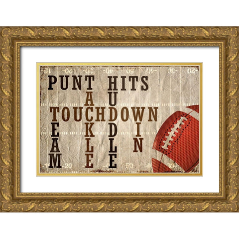 Football Gold Ornate Wood Framed Art Print with Double Matting by Kimberly, Allen
