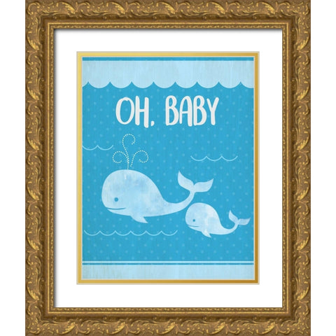 Oh Baby Boy Gold Ornate Wood Framed Art Print with Double Matting by Kimberly, Allen
