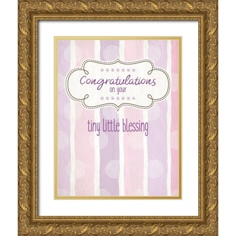 Tiny Little Blessing Girl Gold Ornate Wood Framed Art Print with Double Matting by Kimberly, Allen