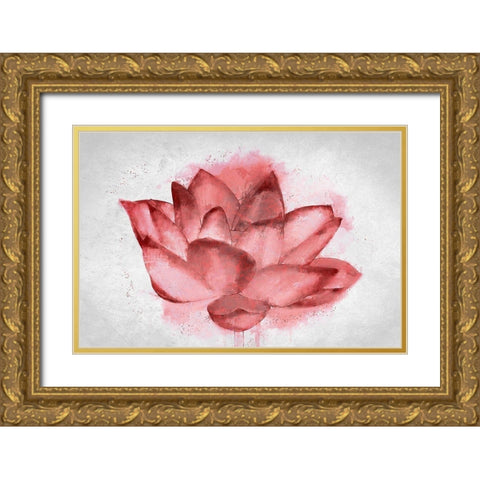 Lotus Blossom Gold Ornate Wood Framed Art Print with Double Matting by Kimberly, Allen