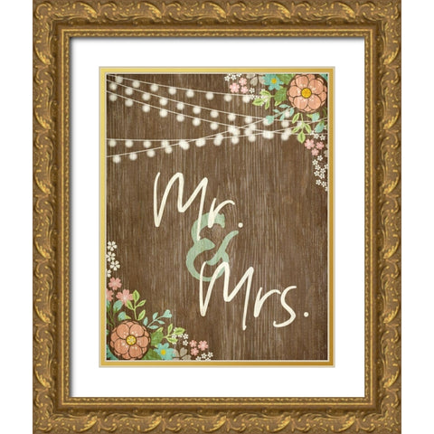 Mr and Mrs Rustic Gold Ornate Wood Framed Art Print with Double Matting by Kimberly, Allen