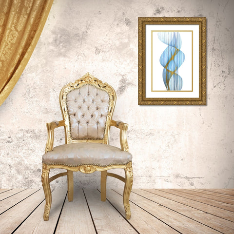 Blue Stripe Gold Ornate Wood Framed Art Print with Double Matting by Kimberly, Allen