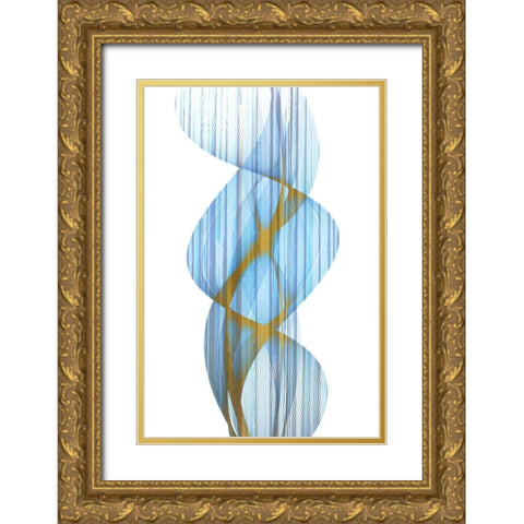 Blue Stripe Gold Ornate Wood Framed Art Print with Double Matting by Kimberly, Allen
