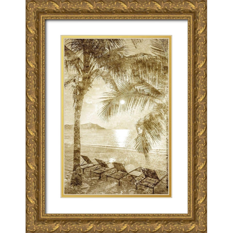 A Day at the Beach 2 Gold Ornate Wood Framed Art Print with Double Matting by Kimberly, Allen