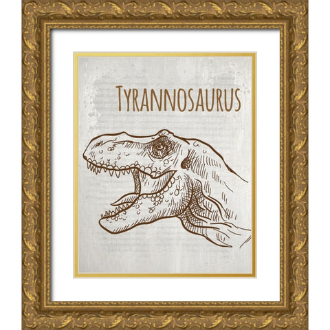 Dinosaur 1 Gold Ornate Wood Framed Art Print with Double Matting by Kimberly, Allen