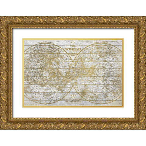 No 2 The World Gold Ornate Wood Framed Art Print with Double Matting by Kimberly, Allen