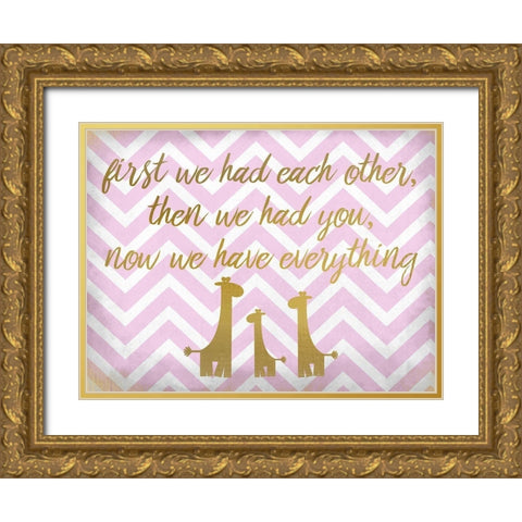 Everything Girl Giraffe Gold Ornate Wood Framed Art Print with Double Matting by Kimberly, Allen