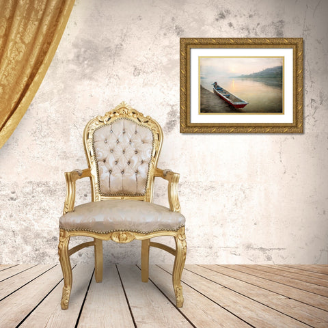 Sunset at the Lake Gold Ornate Wood Framed Art Print with Double Matting by Kimberly, Allen