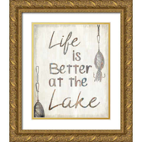 Life is Better Gold Ornate Wood Framed Art Print with Double Matting by Kimberly, Allen