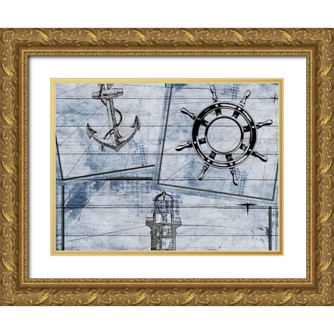 Nautical Day Gold Ornate Wood Framed Art Print with Double Matting by Kimberly, Allen