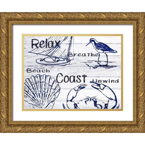 Beach Coast Gold Ornate Wood Framed Art Print with Double Matting by Kimberly, Allen