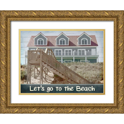 Beach House Day Gold Ornate Wood Framed Art Print with Double Matting by Kimberly, Allen