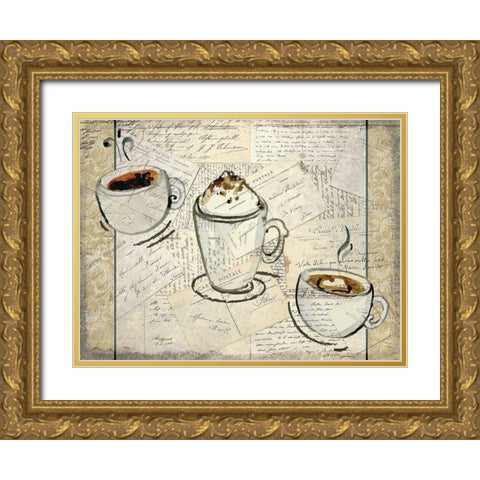 Coffee Time Gold Ornate Wood Framed Art Print with Double Matting by Kimberly, Allen