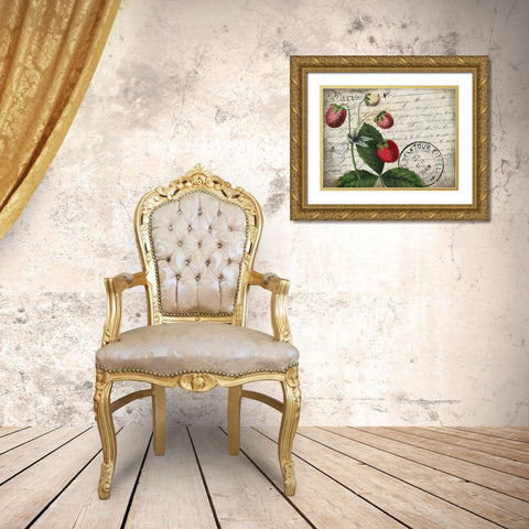 Vintage Strawberry Gold Ornate Wood Framed Art Print with Double Matting by Kimberly, Allen