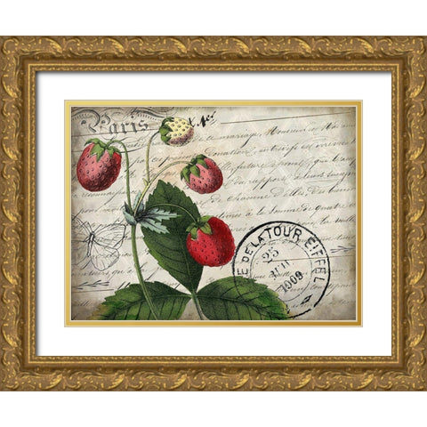 Vintage Strawberry Gold Ornate Wood Framed Art Print with Double Matting by Kimberly, Allen