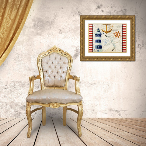 Anchors Away Gold Ornate Wood Framed Art Print with Double Matting by Kimberly, Allen