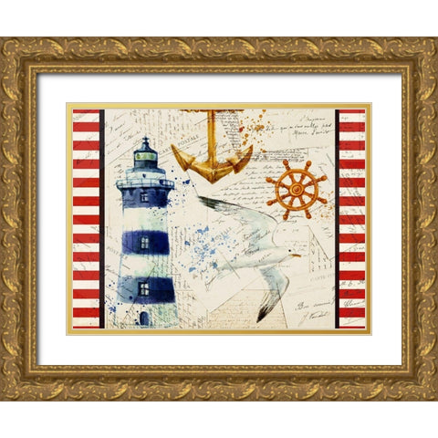 Anchors Away Gold Ornate Wood Framed Art Print with Double Matting by Kimberly, Allen