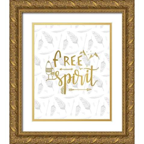 Feathered Spirit Gold Ornate Wood Framed Art Print with Double Matting by Kimberly, Allen