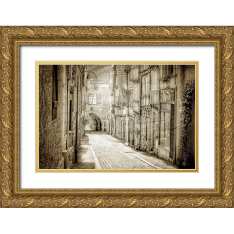 Cobblestone Streets Gold Ornate Wood Framed Art Print with Double Matting by Kimberly, Allen