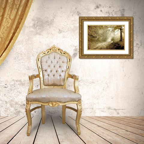 Autumn walk Gold Ornate Wood Framed Art Print with Double Matting by Kimberly, Allen