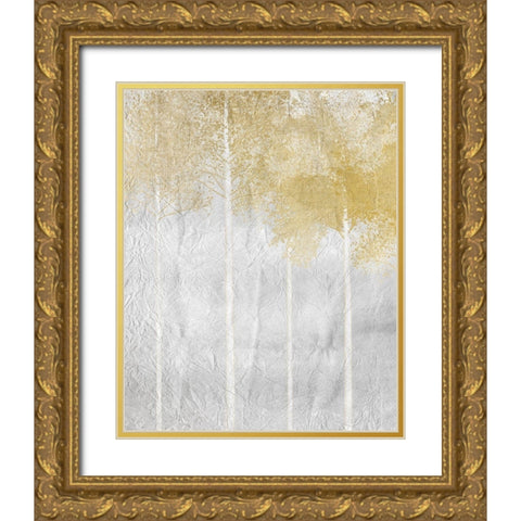Golden Trees 2 Gold Ornate Wood Framed Art Print with Double Matting by Kimberly, Allen