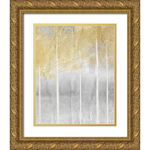 Golden Trees 3 Gold Ornate Wood Framed Art Print with Double Matting by Kimberly, Allen