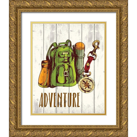 Campfire Explorer 3 Gold Ornate Wood Framed Art Print with Double Matting by Kimberly, Allen
