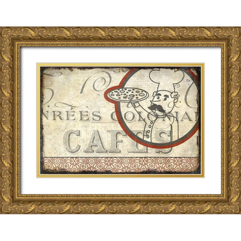 Cafe A Gold Ornate Wood Framed Art Print with Double Matting by Kimberly, Allen