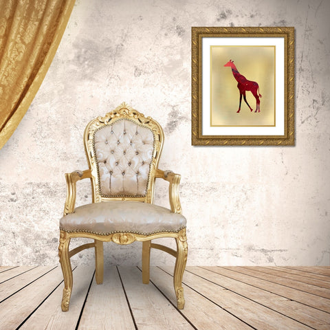 Red on Gold 2 Gold Ornate Wood Framed Art Print with Double Matting by Kimberly, Allen
