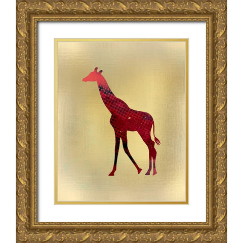 Red on Gold 2 Gold Ornate Wood Framed Art Print with Double Matting by Kimberly, Allen