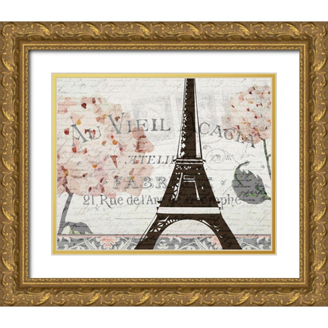 Hydrangea Paris Grey 4 Gold Ornate Wood Framed Art Print with Double Matting by Kimberly, Allen